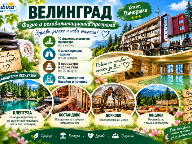 Физио и рехабилитационна програма за здраве и възстановяване във Велинград. Настаняване в хотел „Панорама“. От Варна 